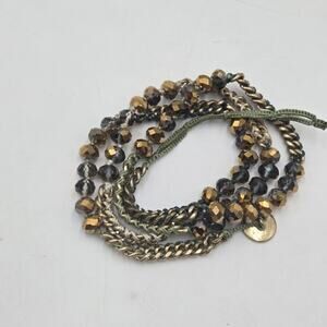 CHLOE & ISABEL Blue Bronze Faceted Bead Fabric Necklace/Wrap Bracelet 28"